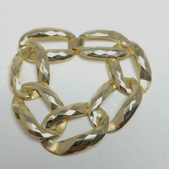 Vintage Chunky Gold Tone Chain Bracelet, Retro 80s Style Links, Estate - Picture 1 of 5